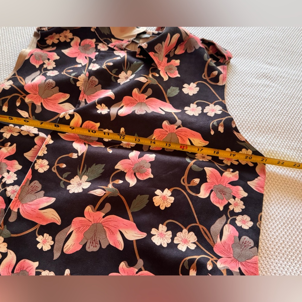 KATE & MALLORY Faux Suede Sleeveless Floral Midi Wrap Dress Pink Dark Navy Blue - Picture 15 of 16